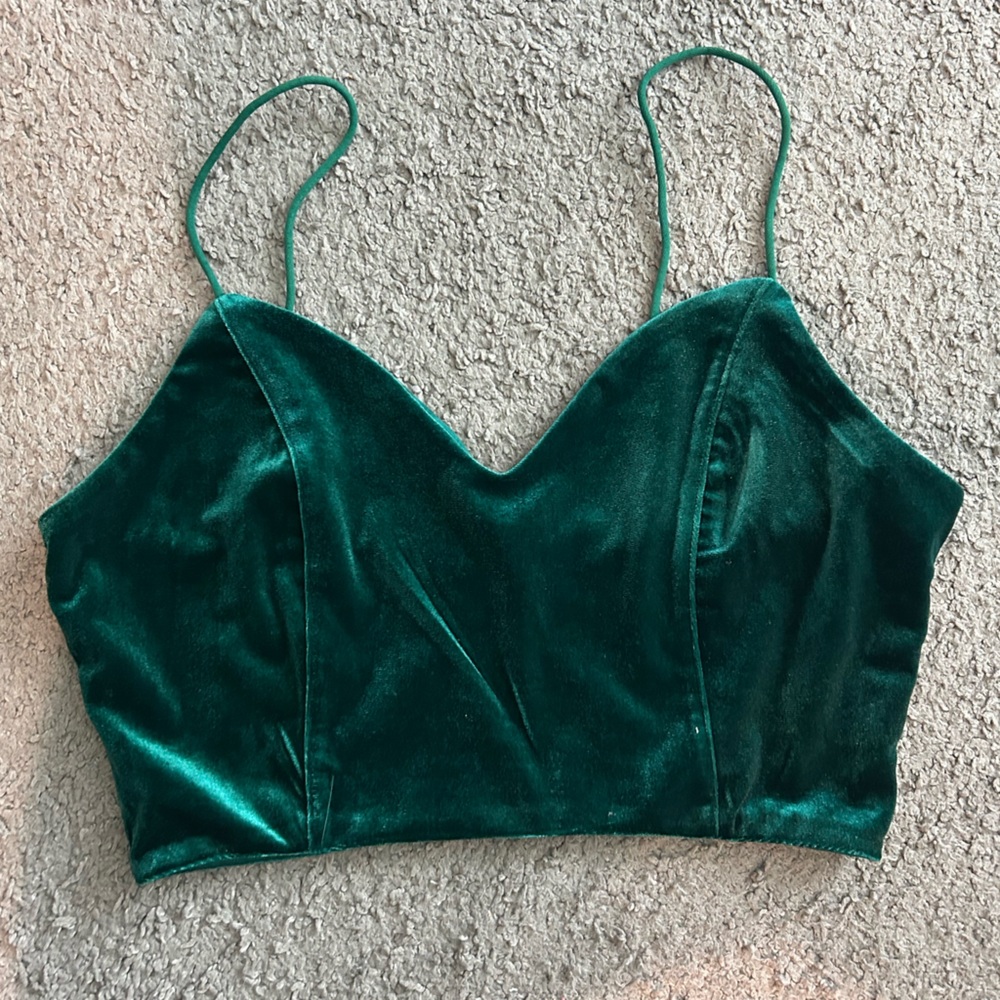 Emerald Green Velvet Crop Top